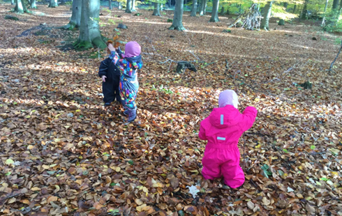 Børn i en skov